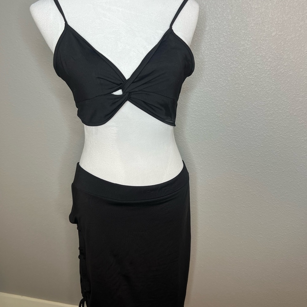 Black lace up Skirt set - Picture 6 of 10